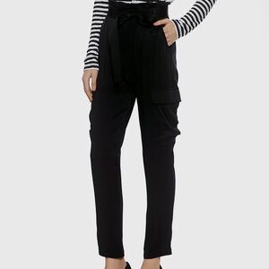 A.L.C Black Satin Adam Tie Waist Cargo Pants